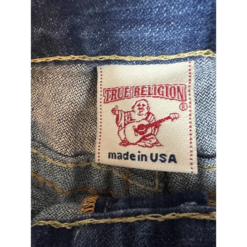Y2k True Religion Blue Jeans Billy Embroidered Dragon Pocket Men's Fits 36/28